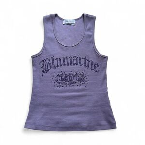 Blumarine Lavender Crystal-Studded Ribbed Tank Top